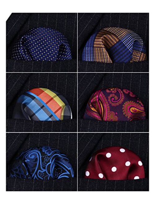 HISDERN 6 Piece Assorted Woven Men's Pocket Square Handkerchief Wedding Gift