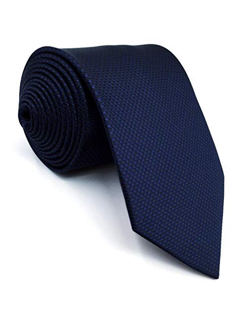 SHLAX&WING Neckties Solid Blue Navy Silk Ties for Men Silk Navy