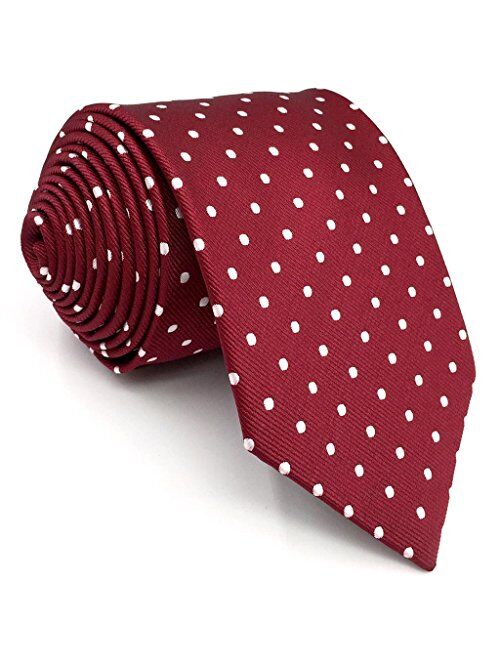 SHLAX&WING Red Dots Maroon Wedding Necktie Men's Tie Fashion