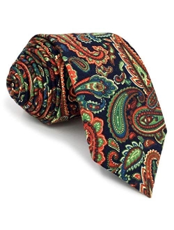 SHLAX&WING Cotton Silk Ties for Men Skinny Necktie Printed Floral