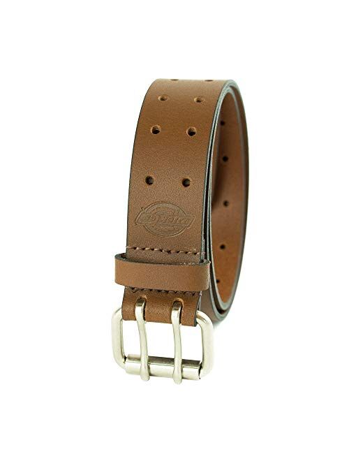 Dickies Men's Leather Adjustable Buckle Double Prong Belt