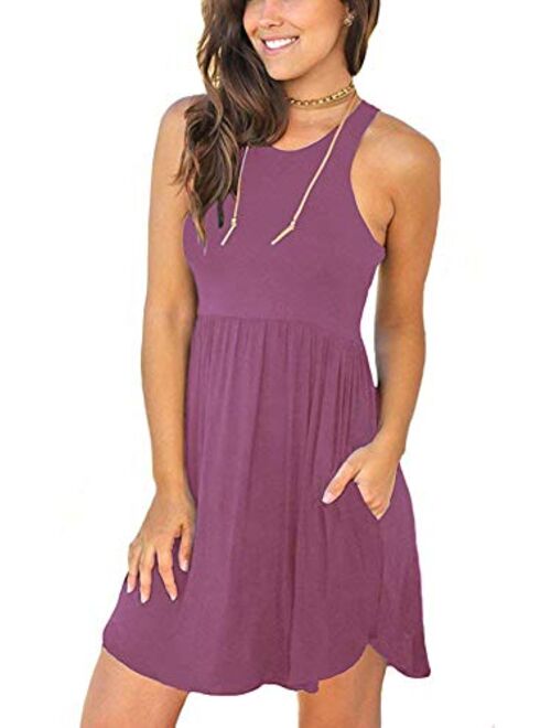 MOLERANI Women's Sleeveless Loose Plain Dresses Casual Short Dress with Pockets