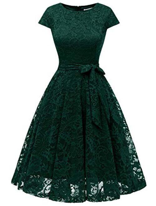 MUADRESS Women Short Lace Bridesmaid Dresses with Cap-Sleeve Formal Party Dresses