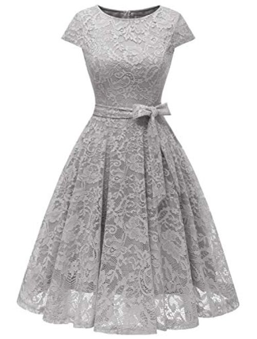 MUADRESS Women Short Lace Bridesmaid Dresses with Cap-Sleeve Formal Party Dresses