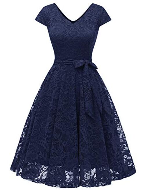 MUADRESS Women Short Lace Bridesmaid Dresses with Cap-Sleeve Formal Party Dresses