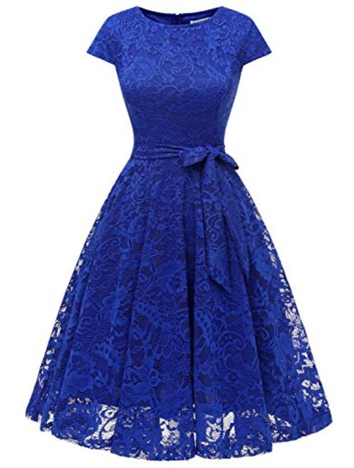 MUADRESS Women Short Lace Bridesmaid Dresses with Cap-Sleeve Formal Party Dresses