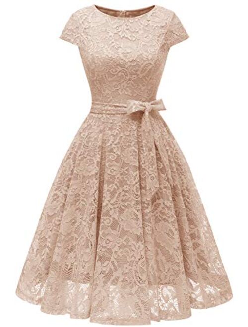 MUADRESS Women Short Lace Bridesmaid Dresses with Cap-Sleeve Formal Party Dresses