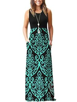 MISFAY Womens Summer Contrast Sleeveless Tank Top Floral Print Maxi Dress