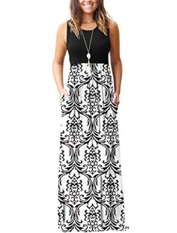 MISFAY Womens Summer Contrast Sleeveless Tank Top Floral Print Maxi Dress