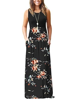 MISFAY Womens Summer Contrast Sleeveless Tank Top Floral Print Maxi Dress