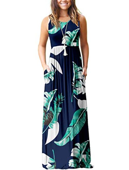 MISFAY Womens Summer Contrast Sleeveless Tank Top Floral Print Maxi Dress