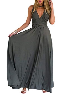 PERSUN Women's Convertible Multi Way Wrap Maxi Dress Long Party Grecian Dresses