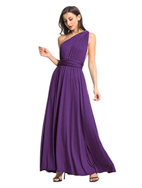 PERSUN Women's Convertible Multi Way Wrap Maxi Dress Long Party Grecian Dresses