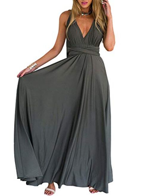 PERSUN Women's Convertible Multi Way Wrap Maxi Dress Long Party Grecian Dresses