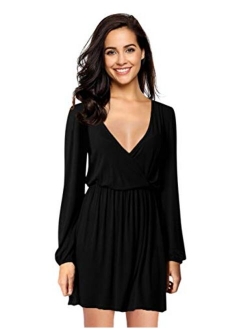 Leadingstar Women's V-Neck A-Line Party Casual Dress