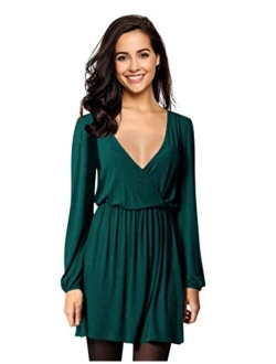 Leadingstar Women's V-Neck A-Line Party Casual Dress