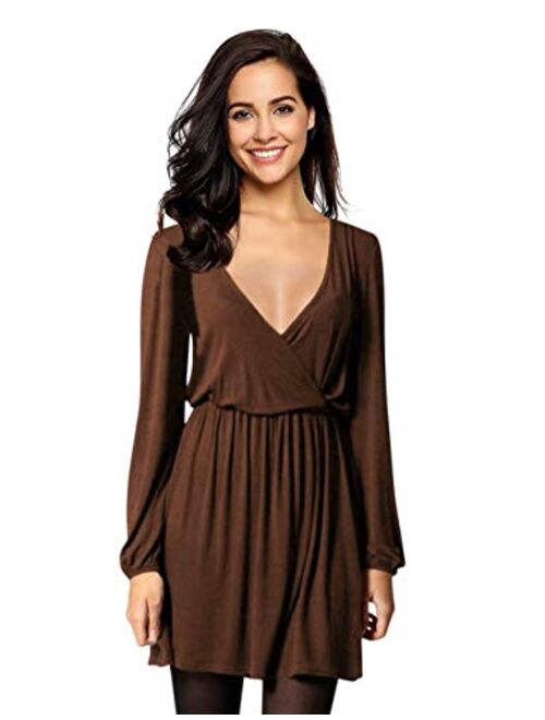 Leadingstar Women's V-Neck A-Line Party Casual Dress