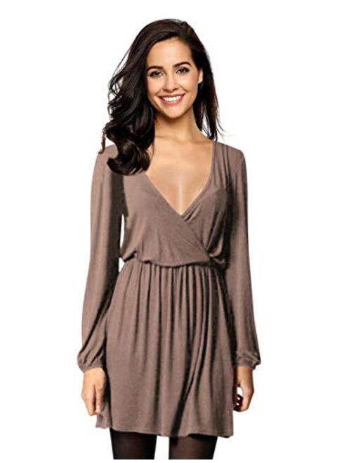 Leadingstar Women's V-Neck A-Line Party Casual Dress