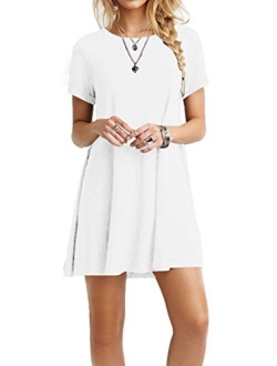 TOPONSKY Women's Casual Tunic Plain Fit Simple T-Shirt Loose Flowy Dress