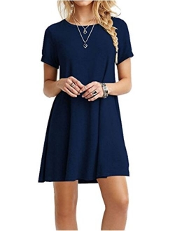 TOPONSKY Women's Casual Tunic Plain Fit Simple T-Shirt Loose Flowy Dress