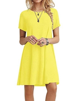 TOPONSKY Women's Casual Tunic Plain Fit Simple T-Shirt Loose Flowy Dress