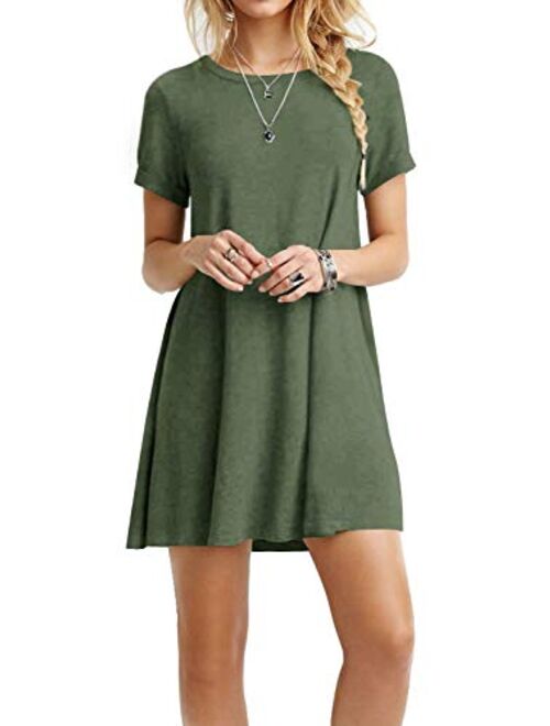 TOPONSKY Women's Casual Tunic Plain Fit Simple T-Shirt Loose Flowy Dress