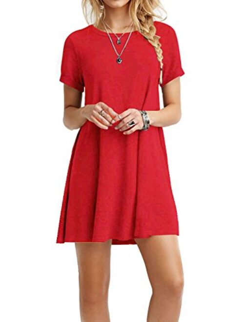 TOPONSKY Women's Casual Tunic Plain Fit Simple T-Shirt Loose Flowy Dress