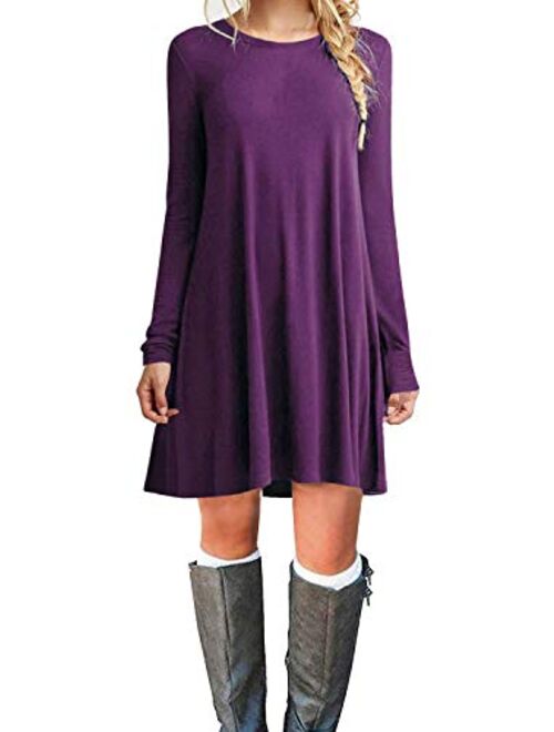 TOPONSKY Women's Casual Tunic Plain Fit Simple T-Shirt Loose Flowy Dress