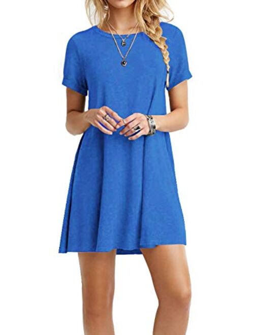 TOPONSKY Women's Casual Tunic Plain Fit Simple T-Shirt Loose Flowy Dress