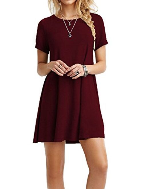 TOPONSKY Women's Casual Tunic Plain Fit Simple T-Shirt Loose Flowy Dress