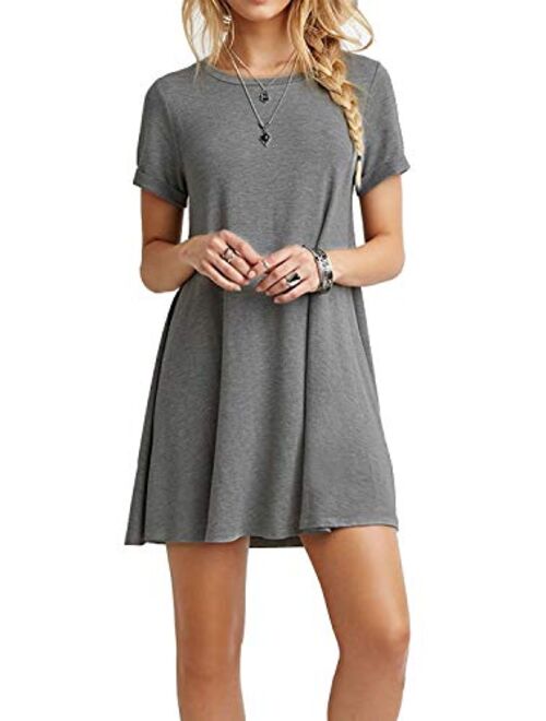 TOPONSKY Women's Casual Tunic Plain Fit Simple T-Shirt Loose Flowy Dress