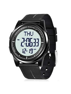 Beeasy Digital Watch Waterproof with Stopwatch Alarm Countdown Dual Time, Ultra-Thin Super Wide-Angle Display Digital Wrist Watches for Men Women