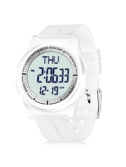 Beeasy Digital Watch Waterproof with Stopwatch Alarm Countdown Dual Time, Ultra-Thin Super Wide-Angle Display Digital Wrist Watches for Men Women