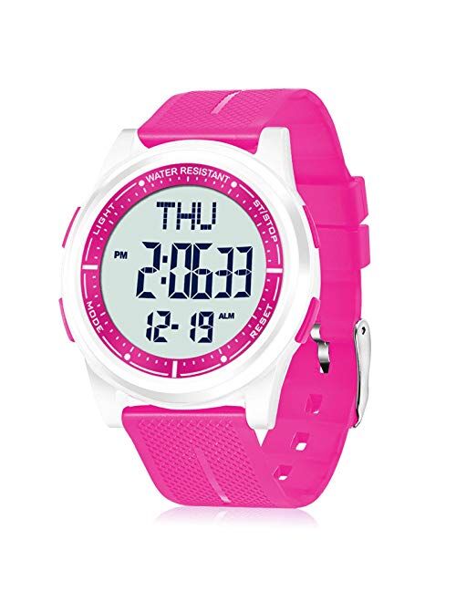 Beeasy Digital Watch Waterproof with Stopwatch Alarm Countdown Dual Time, Ultra-Thin Super Wide-Angle Display Digital Wrist Watches for Men Women