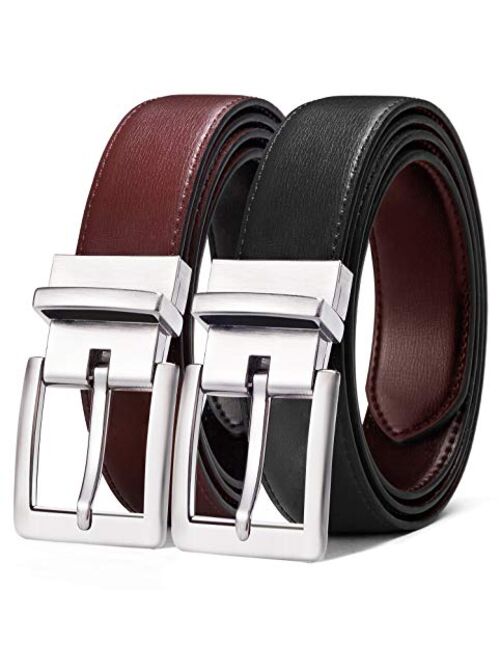 Men's Belt,Bulliant Genuine Leather Adjustable Reversible Belt 1.25