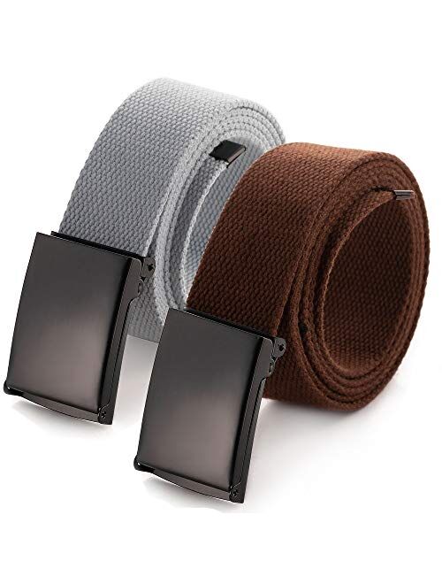 Cut To Fit Canvas Adjustable buckle Web Belt Size Up to 52