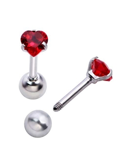 Mini Cubic Zirconia 16G Earring Studs Round Rhinestone Diamond Stainless Steel Post Back Ball Screw Men Women Boy Girl Nose Helix Cartilage Ear Lobe Small Cute Piercing J