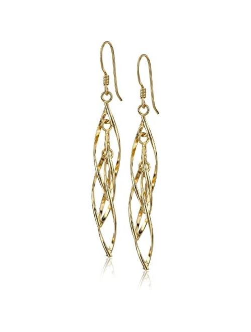 Sterling Silver Linear Swirl French Wire Earrings