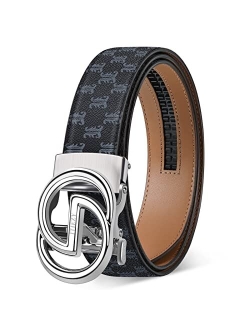 ITIEZY Men's Leather Ratchet Dress Belt with Automatic Buckle Sliding Belt for Men in Gift Box