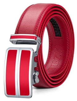 ITIEZY Men's Leather Ratchet Dress Belt with Automatic Buckle Sliding Belt for Men in Gift Box