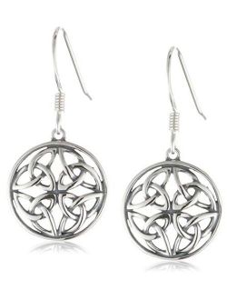 Sterling Silver Celtic Knot Round Drop Wire Earrings