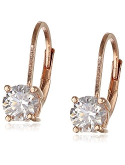 Platinum-Plated Sterling Silver Swarovski Zirconia Leverback Earrings