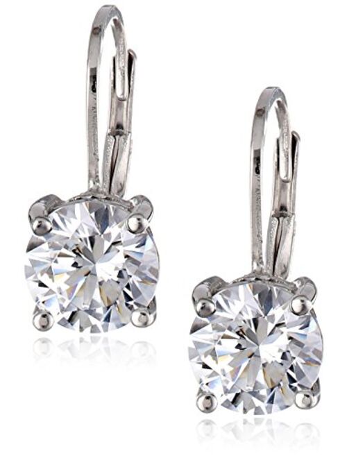 Platinum-Plated Sterling Silver Swarovski Zirconia Leverback Earrings