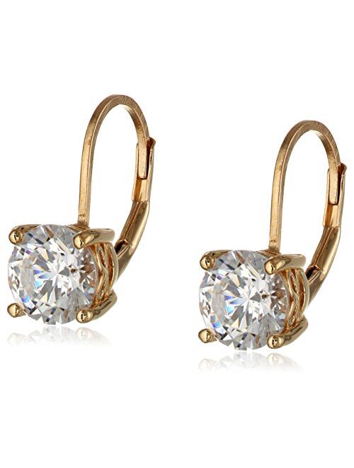 Platinum-Plated Sterling Silver Swarovski Zirconia Leverback Earrings