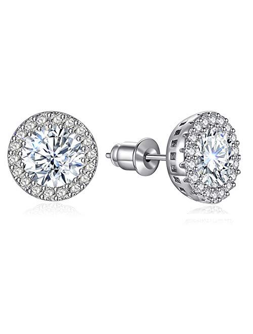 Earrings for Women Cubic Zirconia Stud Earrings Round 10MM Gift Box