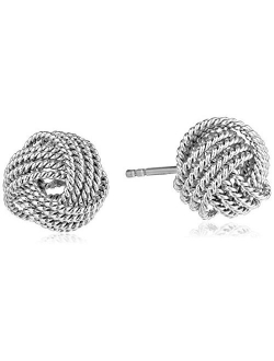 Plated Sterling Silver Twisted Love Knot Stud Earrings