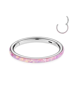 FUNLMO 18G 16G 14G CZ Opal Cartilage Earring Hoop 316L Surgical Steel Septum Nose Rings Daith Helix Tragus Piercing Jewelry