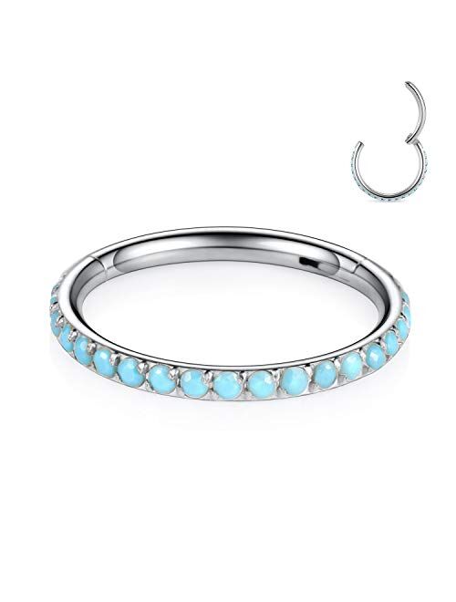 FUNLMO 18G 16G 14G CZ Opal Cartilage Earring Hoop 316L Surgical Steel Septum Nose Rings Daith Helix Tragus Piercing Jewelry