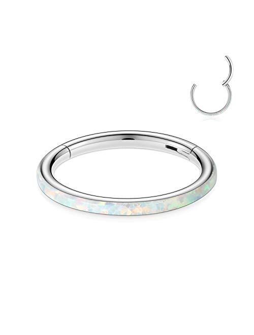 FUNLMO 18G 16G 14G CZ Opal Cartilage Earring Hoop 316L Surgical Steel Septum Nose Rings Daith Helix Tragus Piercing Jewelry