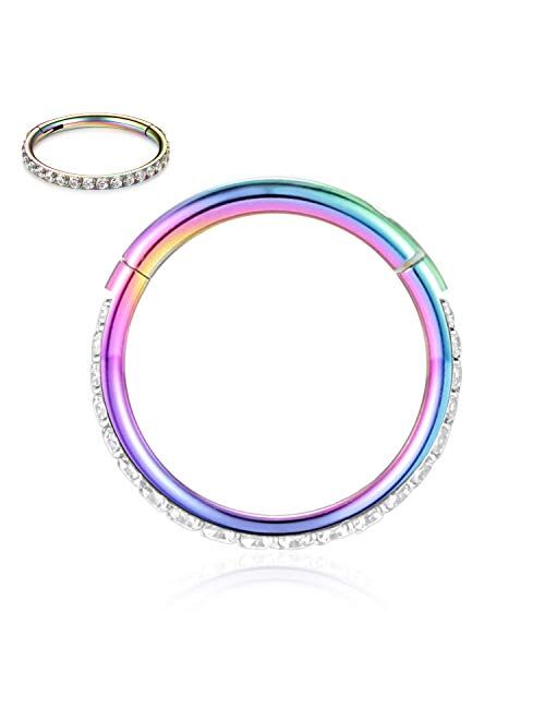 FUNLMO 18G 16G 14G CZ Opal Cartilage Earring Hoop 316L Surgical Steel Septum Nose Rings Daith Helix Tragus Piercing Jewelry